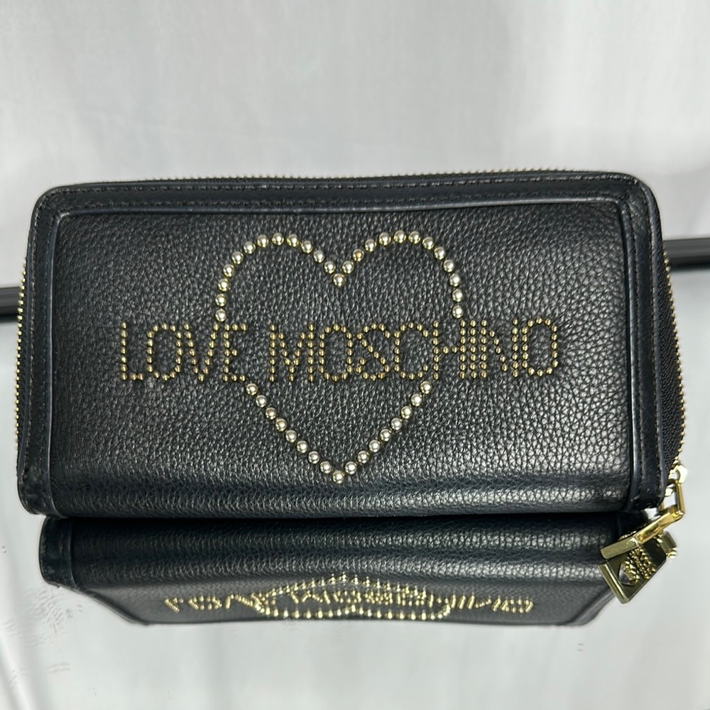 Love Moschino Black Wallet with Gold Heart Detail